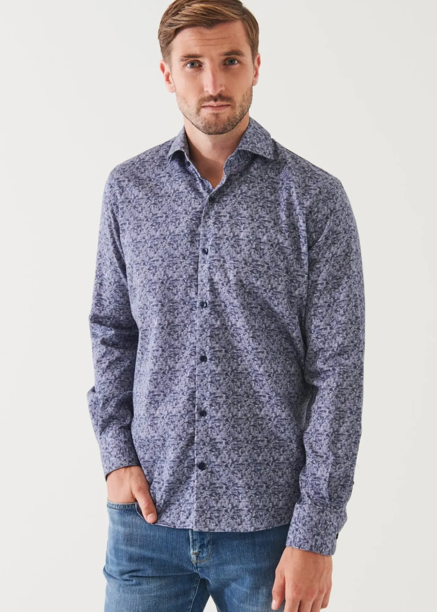 PATRICK ASSARAF Abstract Print Cotton Shirt|Men Shirts