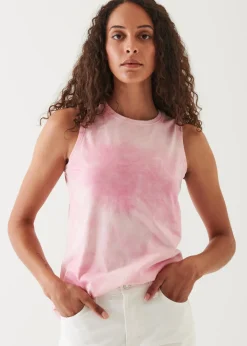 PATRICK ASSARAF Abstract Tie Dye Pima Cotton Stretch Boyfriend Tank|Women T-Shirts