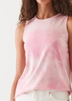 PATRICK ASSARAF Abstract Tie Dye Pima Cotton Stretch Boyfriend Tank|Women T-Shirts