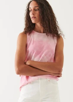 PATRICK ASSARAF Abstract Tie Dye Pima Cotton Stretch Boyfriend Tank|Women T-Shirts