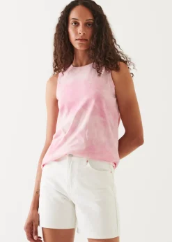 PATRICK ASSARAF Abstract Tie Dye Pima Cotton Stretch Boyfriend Tank|Women T-Shirts