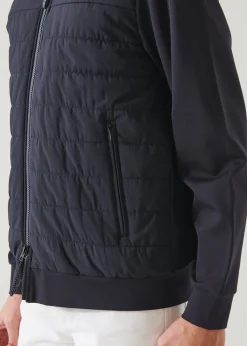PATRICK ASSARAF Active Quilted Mix-Media Hoodie|Men Outerwear