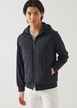 PATRICK ASSARAF Active Quilted Mix-Media Hoodie|Men Outerwear
