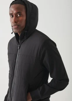 PATRICK ASSARAF Active Quilted Mix-Media Hoodie|Men Outerwear
