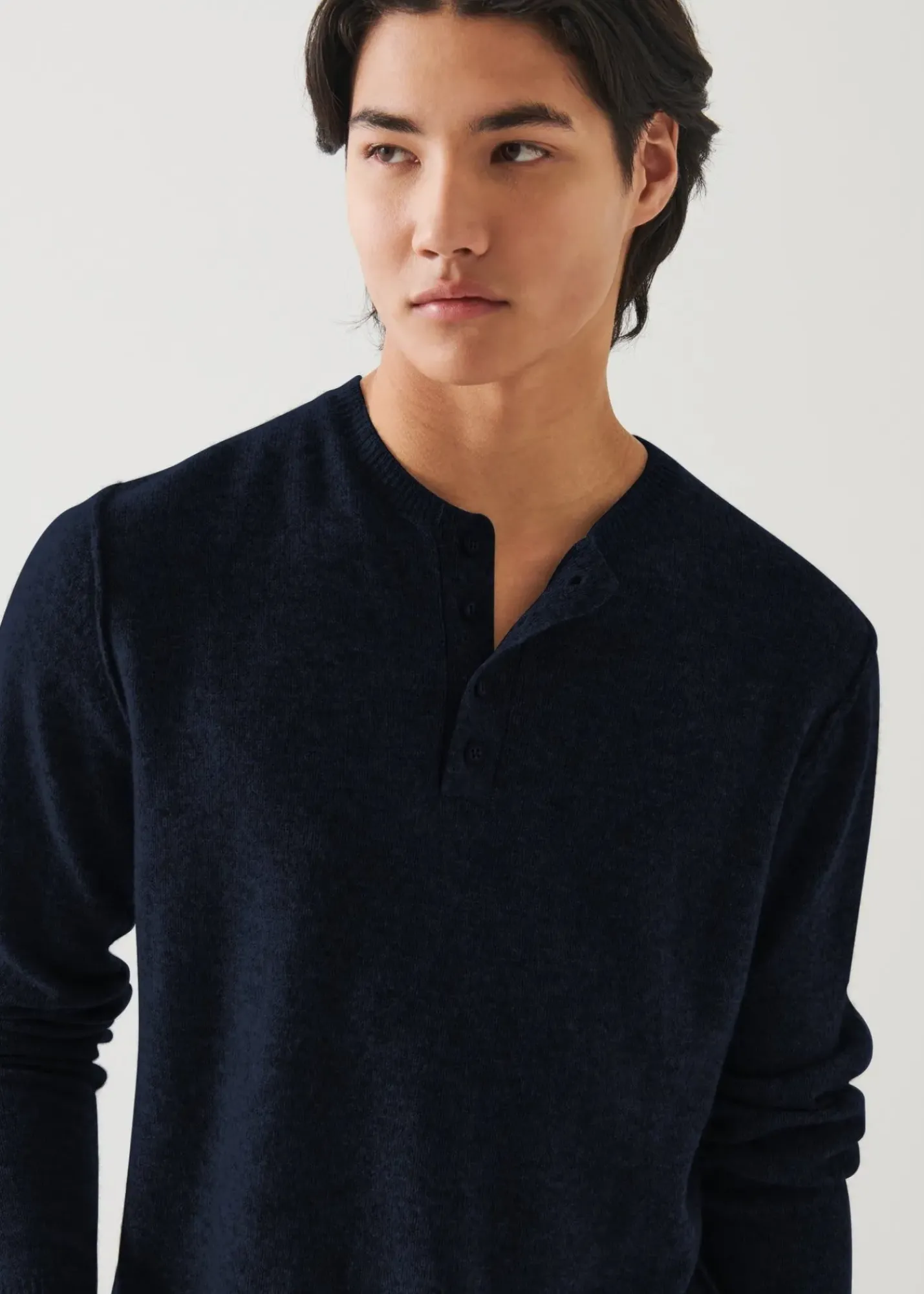 PATRICK ASSARAF Air Cashmere Henley Sweater|Men Knitwear