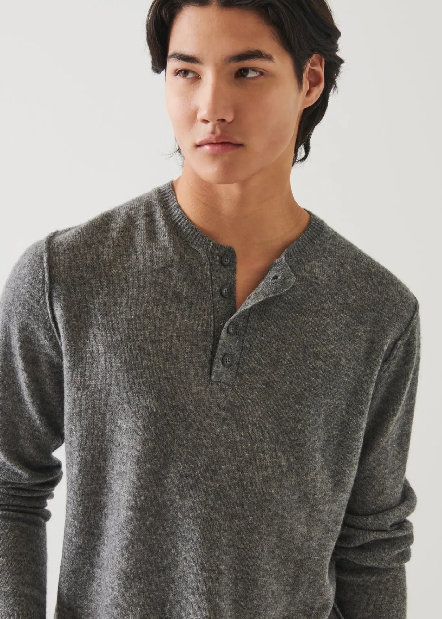 PATRICK ASSARAF Air Cashmere Henley Sweater|Men Knitwear
