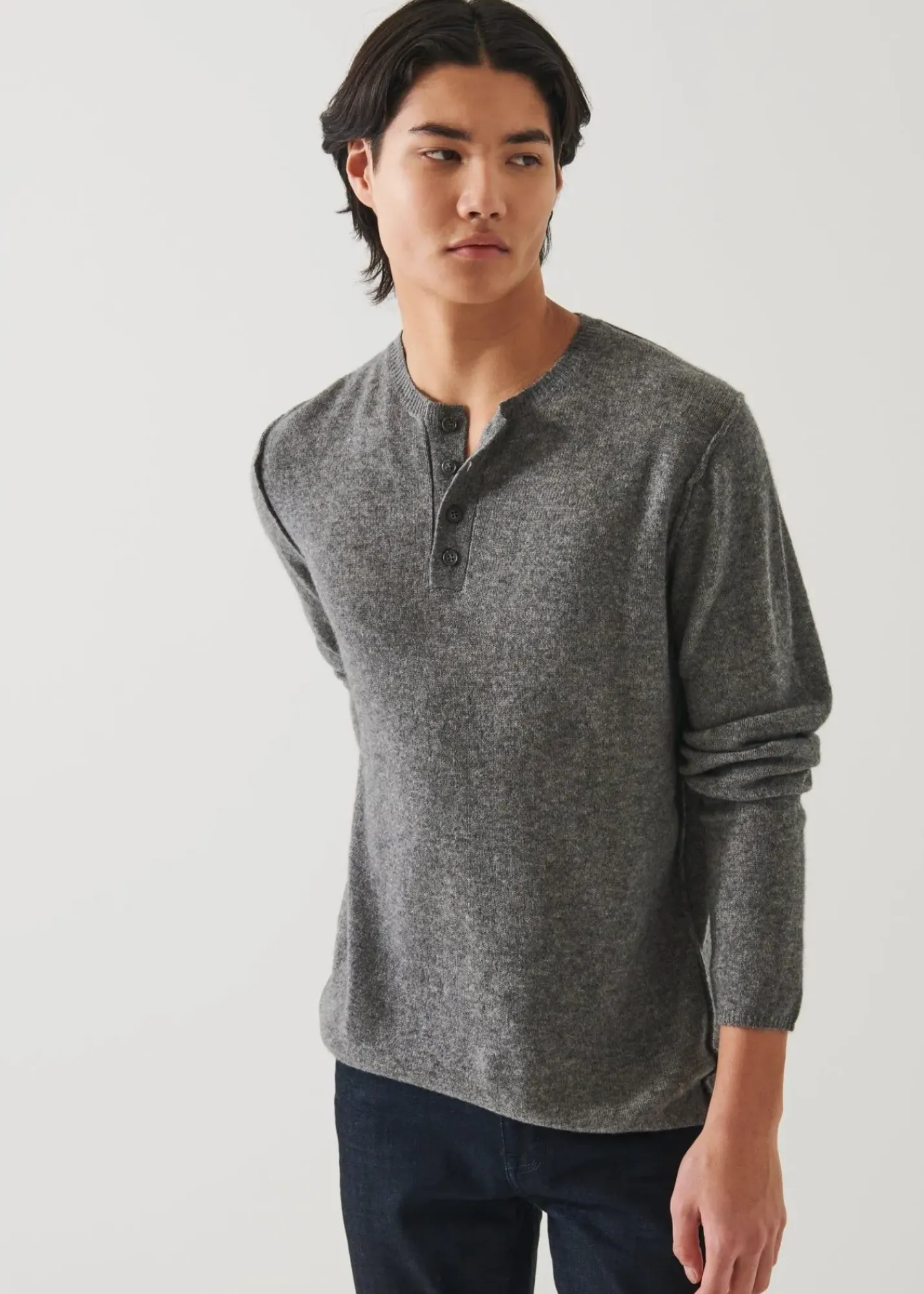 PATRICK ASSARAF Air Cashmere Henley Sweater|Men Knitwear