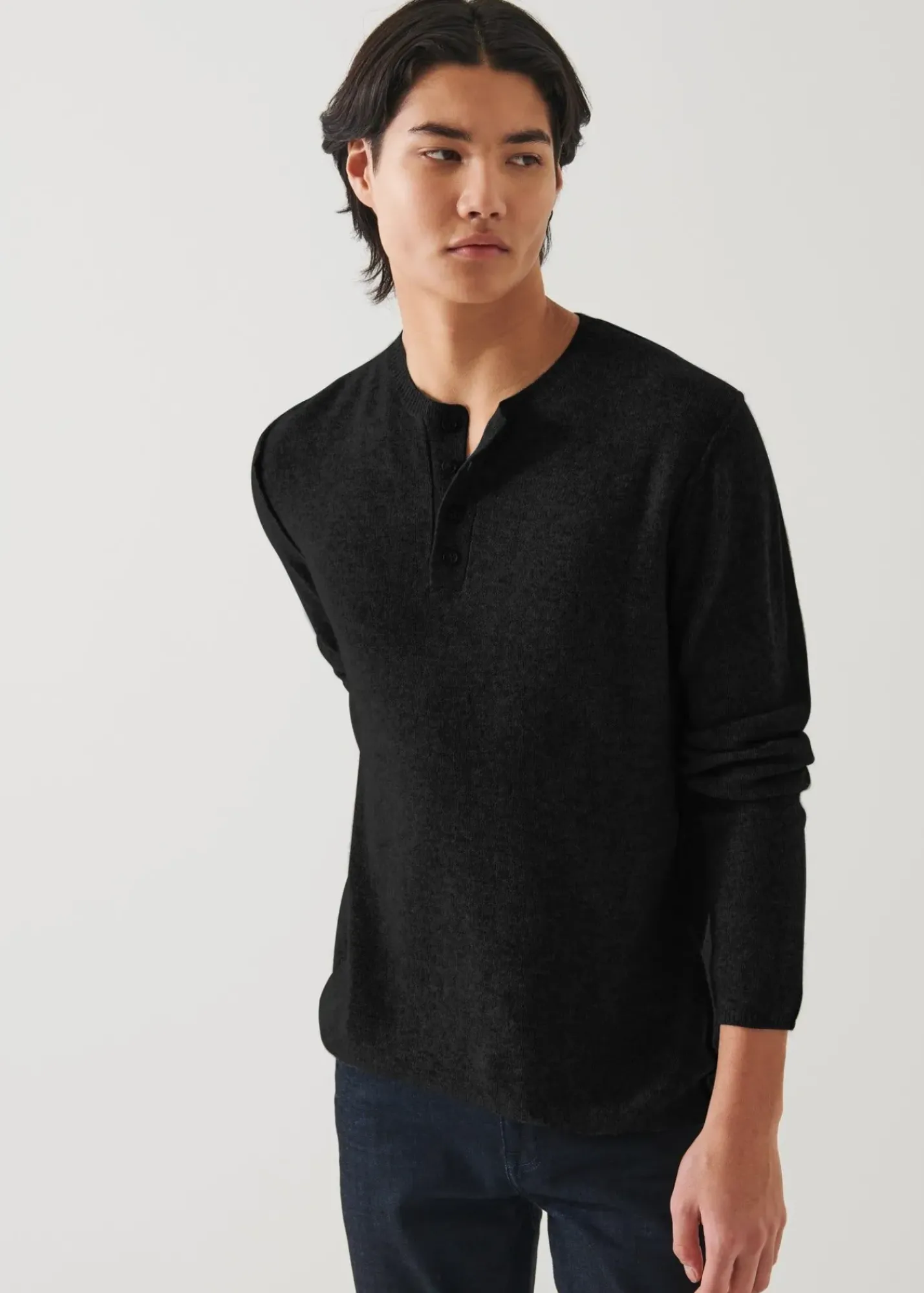 PATRICK ASSARAF Air Cashmere Henley Sweater|Men Knitwear