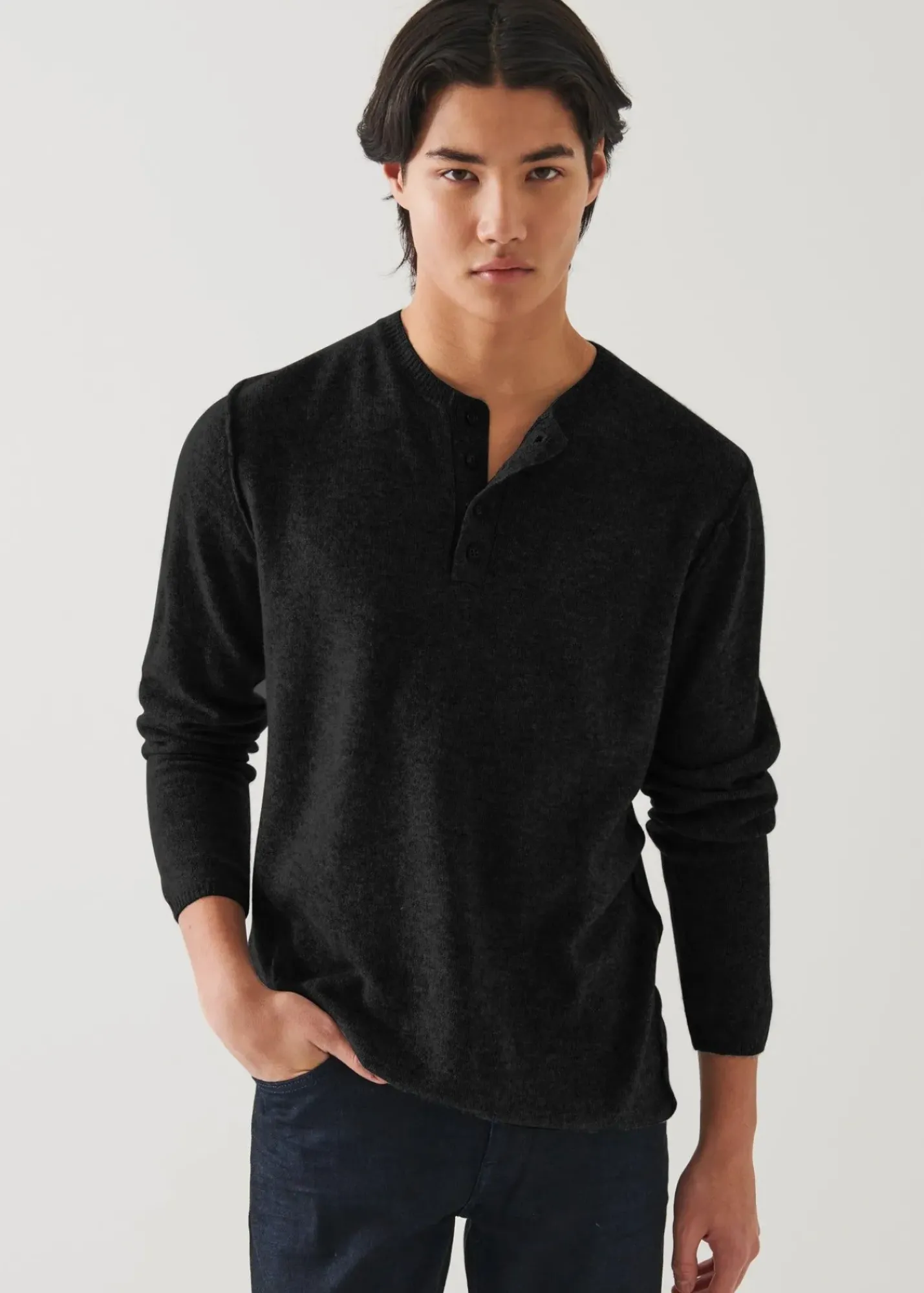 PATRICK ASSARAF Air Cashmere Henley Sweater|Men Knitwear