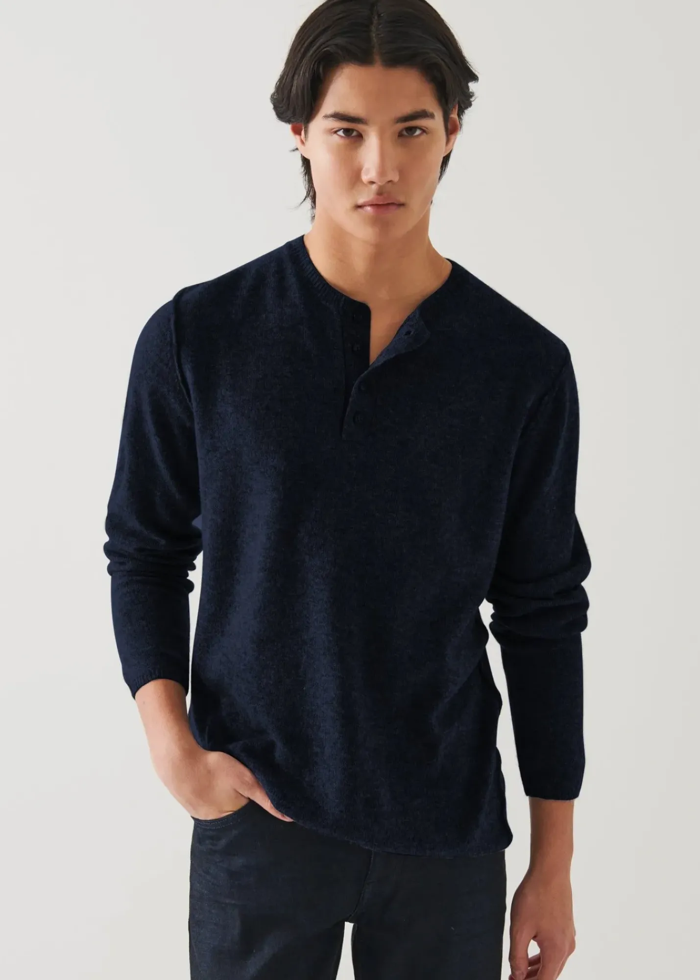 PATRICK ASSARAF Air Cashmere Henley Sweater|Men Knitwear