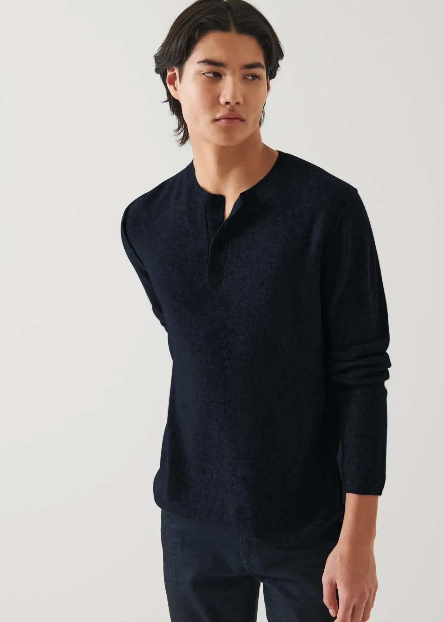 PATRICK ASSARAF Air Cashmere Henley Sweater|Men Knitwear