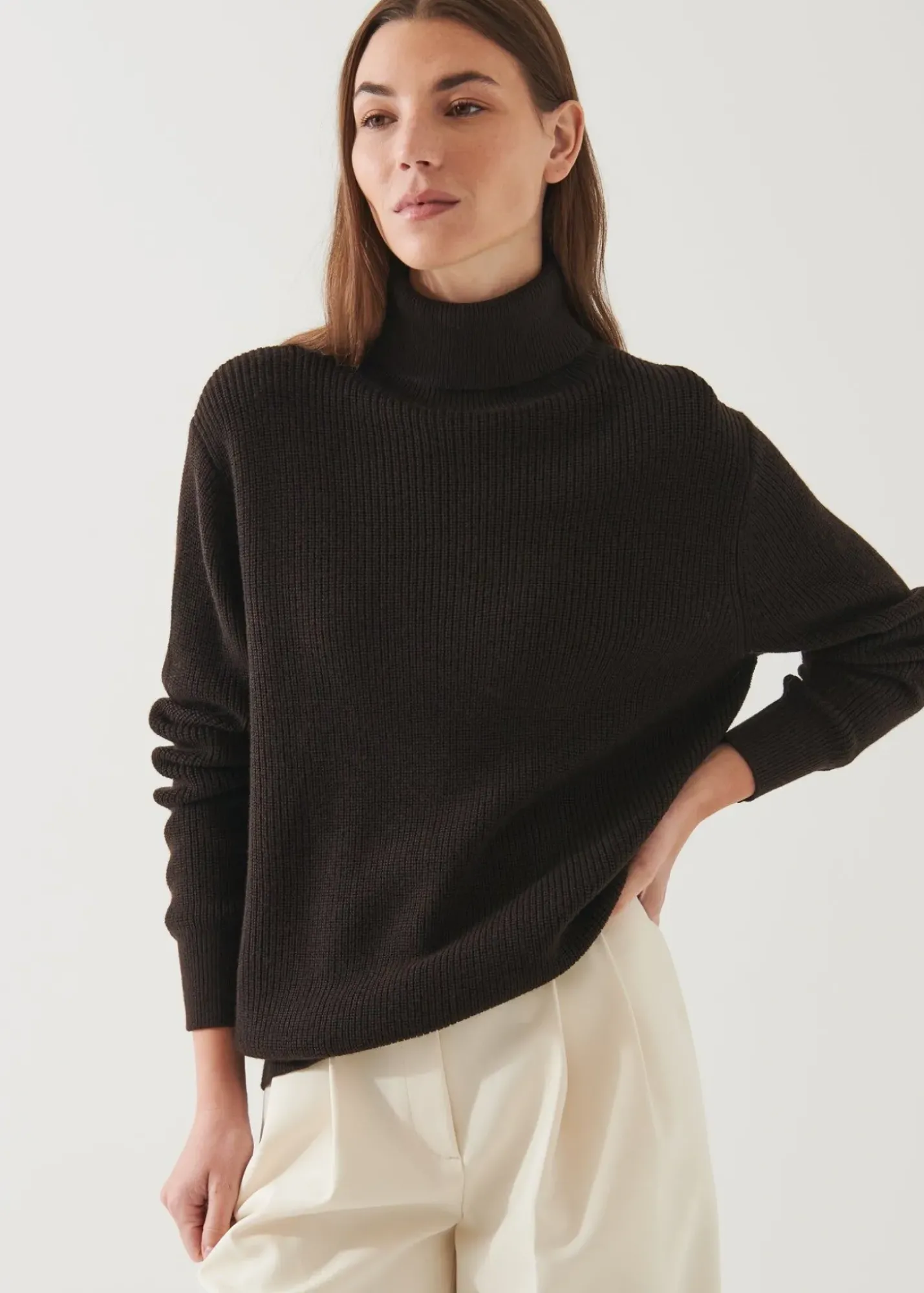 PATRICK ASSARAF Boyfriend Ribbed Turtleneck|Women Knitwear