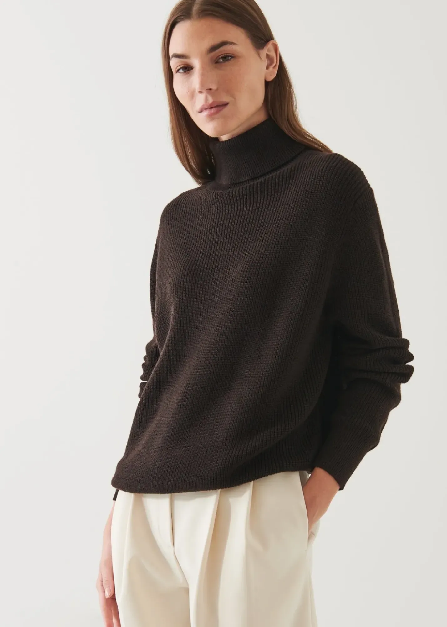 PATRICK ASSARAF Boyfriend Ribbed Turtleneck|Women Knitwear