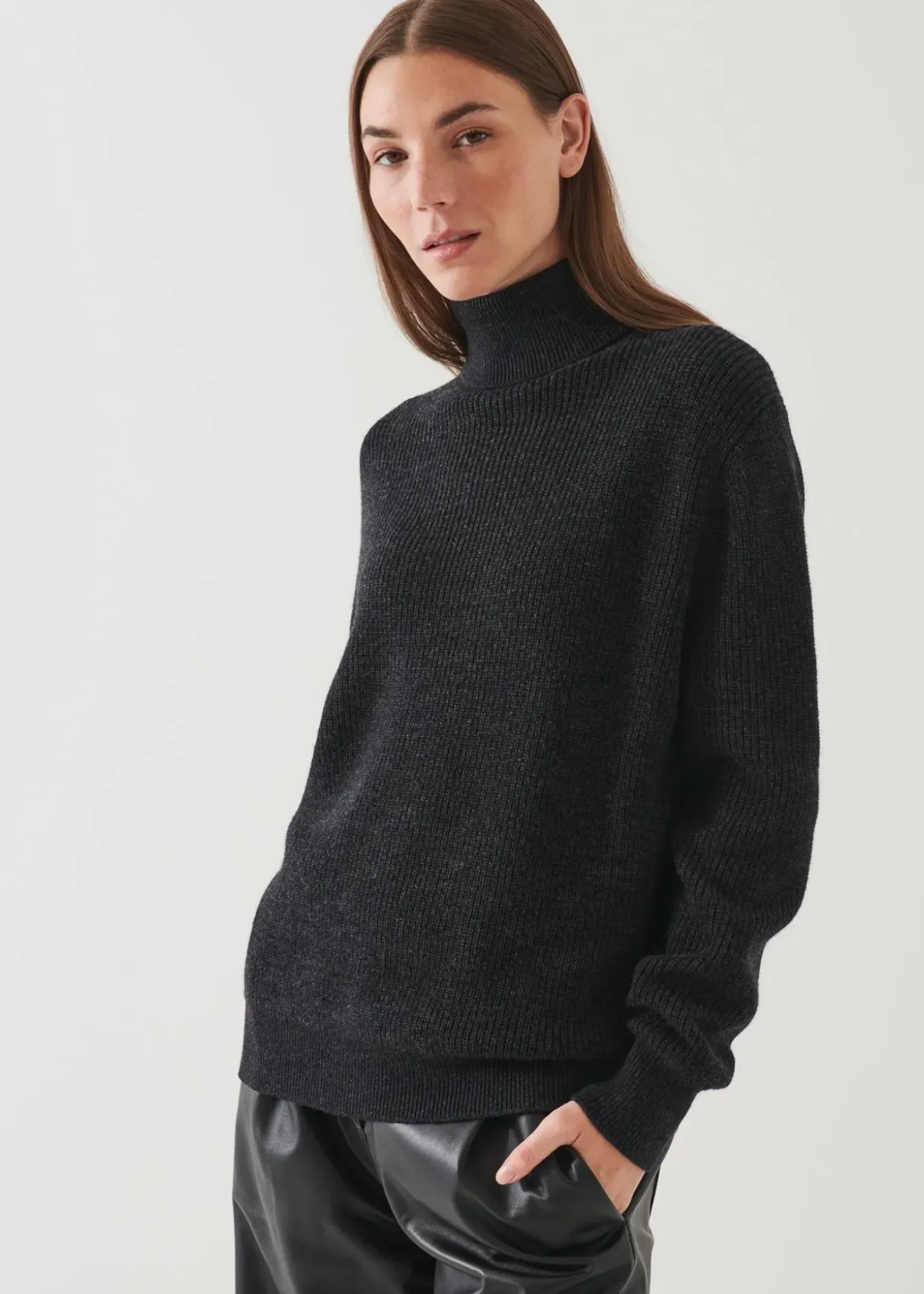 PATRICK ASSARAF Boyfriend Ribbed Turtleneck|Women Knitwear