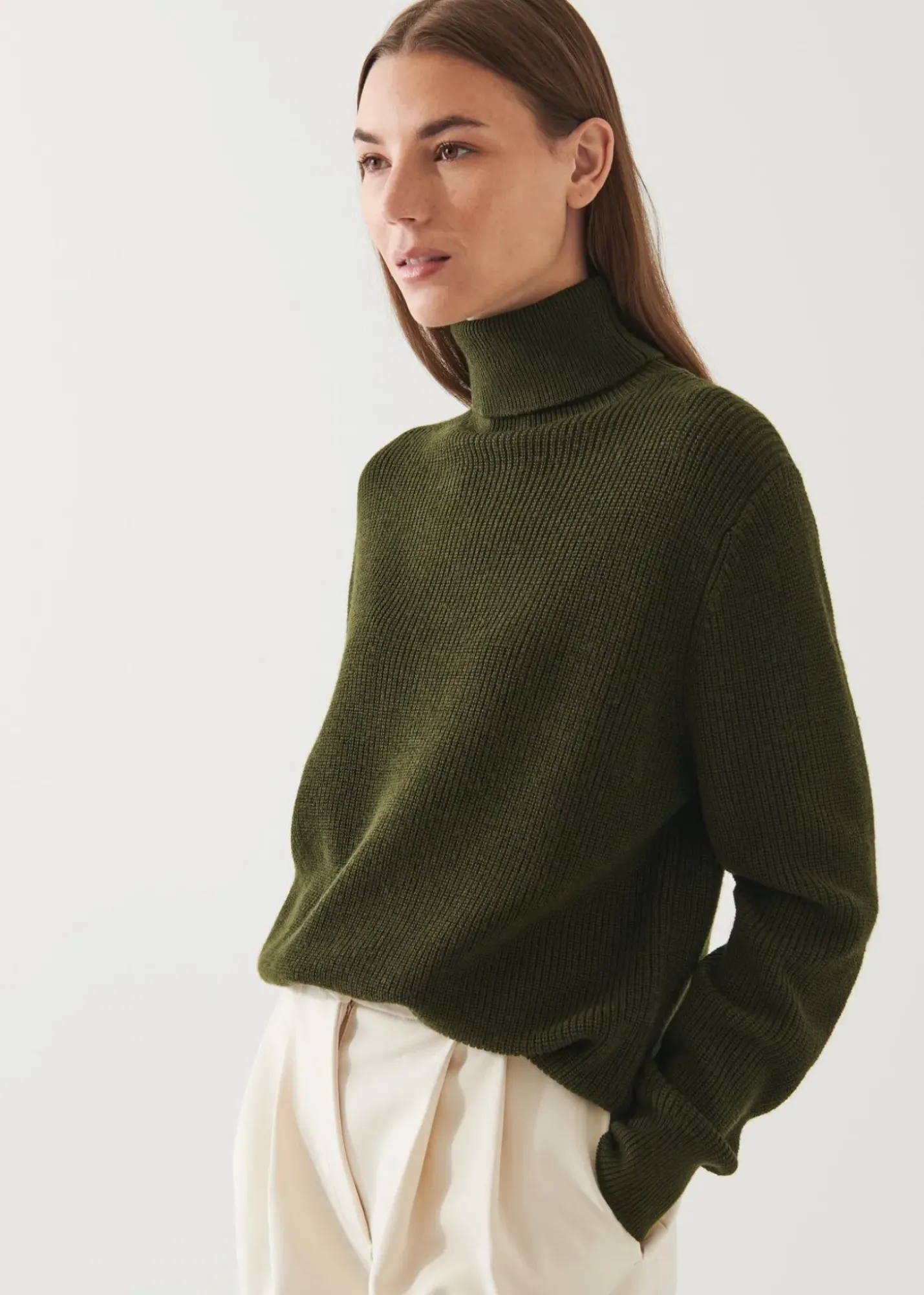 PATRICK ASSARAF Boyfriend Ribbed Turtleneck|Women Knitwear