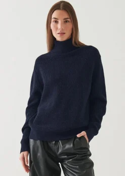 PATRICK ASSARAF Boyfriend Ribbed Turtleneck|Women Knitwear