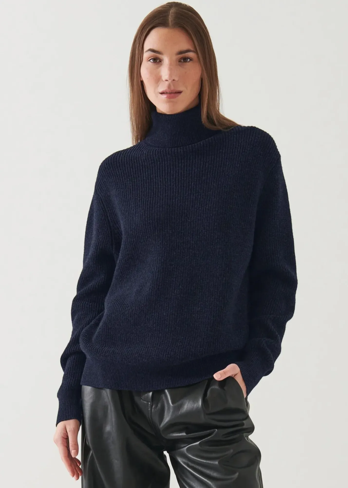 PATRICK ASSARAF Boyfriend Ribbed Turtleneck|Women Knitwear
