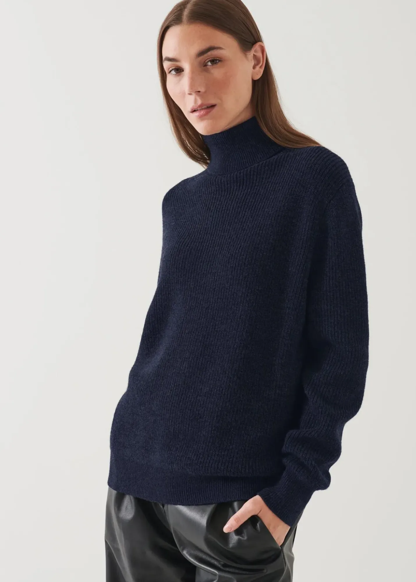 PATRICK ASSARAF Boyfriend Ribbed Turtleneck|Women Knitwear