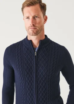 PATRICK ASSARAF Cable Full Zip Cardigan|Men Knitwear