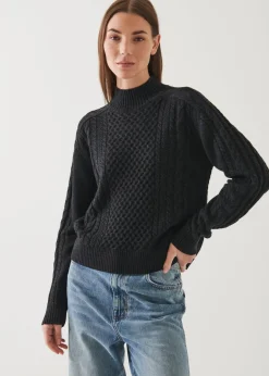 PATRICK ASSARAF Cable Knit Mock Neck Sweater|Women Knitwear