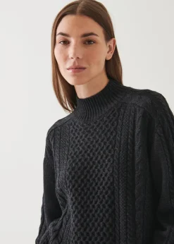 PATRICK ASSARAF Cable Knit Mock Neck Sweater|Women Knitwear