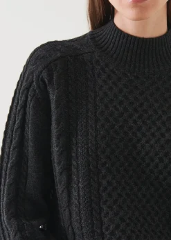 PATRICK ASSARAF Cable Knit Mock Neck Sweater|Women Knitwear