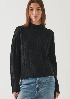 PATRICK ASSARAF Cable Knit Mock Neck Sweater|Women Knitwear