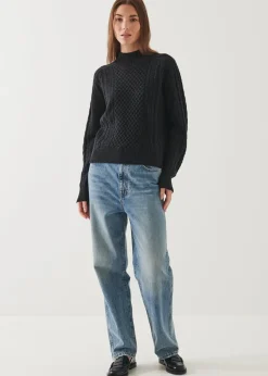 PATRICK ASSARAF Cable Knit Mock Neck Sweater|Women Knitwear