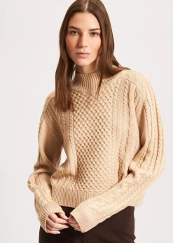 PATRICK ASSARAF Cable Knit Mock Neck Sweater|Women Knitwear