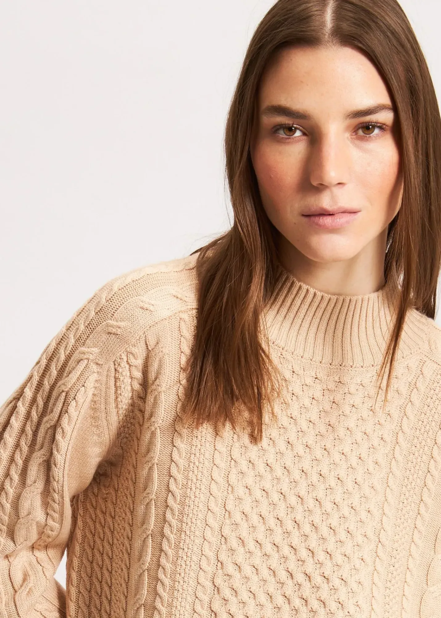 PATRICK ASSARAF Cable Knit Mock Neck Sweater|Women Knitwear