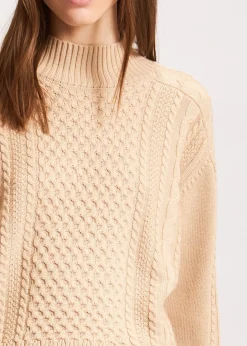 PATRICK ASSARAF Cable Knit Mock Neck Sweater|Women Knitwear