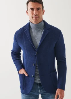 PATRICK ASSARAF Cardigan Stitch Merino Wool 3-Button Blazer|Men Blazers