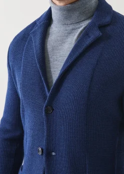 PATRICK ASSARAF Cardigan Stitch Merino Wool 3-Button Blazer|Men Blazers