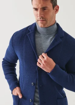 PATRICK ASSARAF Cardigan Stitch Merino Wool 3-Button Blazer|Men Blazers