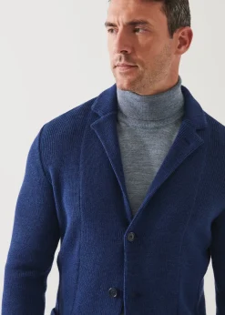 PATRICK ASSARAF Cardigan Stitch Merino Wool 3-Button Blazer|Men Blazers