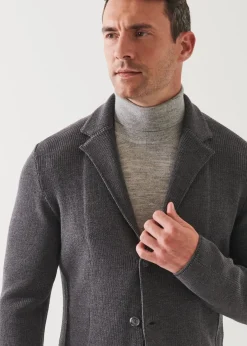 PATRICK ASSARAF Cardigan Stitch Merino Wool 3-Button Blazer|Men Blazers