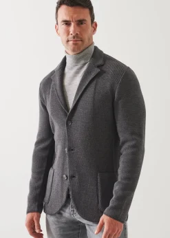 PATRICK ASSARAF Cardigan Stitch Merino Wool 3-Button Blazer|Men Blazers