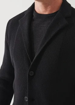 PATRICK ASSARAF Cardigan Stitch Merino Wool 3-Button Blazer|Men Blazers