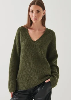 PATRICK ASSARAF Cashmere Blend V-Neck Sweater|Women Knitwear