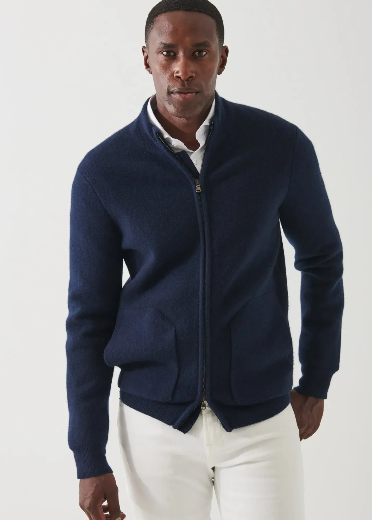 PATRICK ASSARAF Cashmere Half-Milano Stitch Cardigan|Men Knitwear