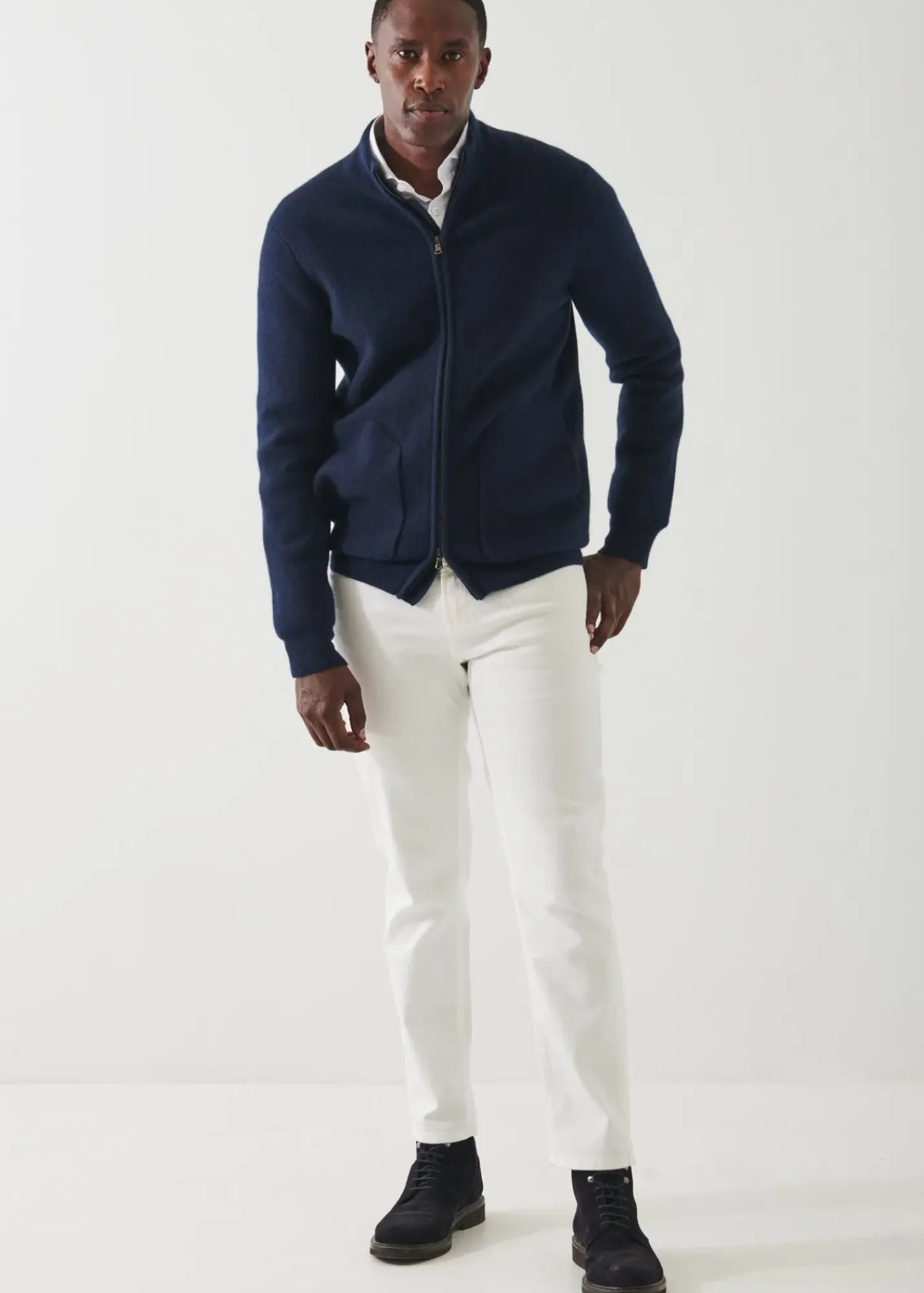 PATRICK ASSARAF Cashmere Half-Milano Stitch Cardigan|Men Knitwear