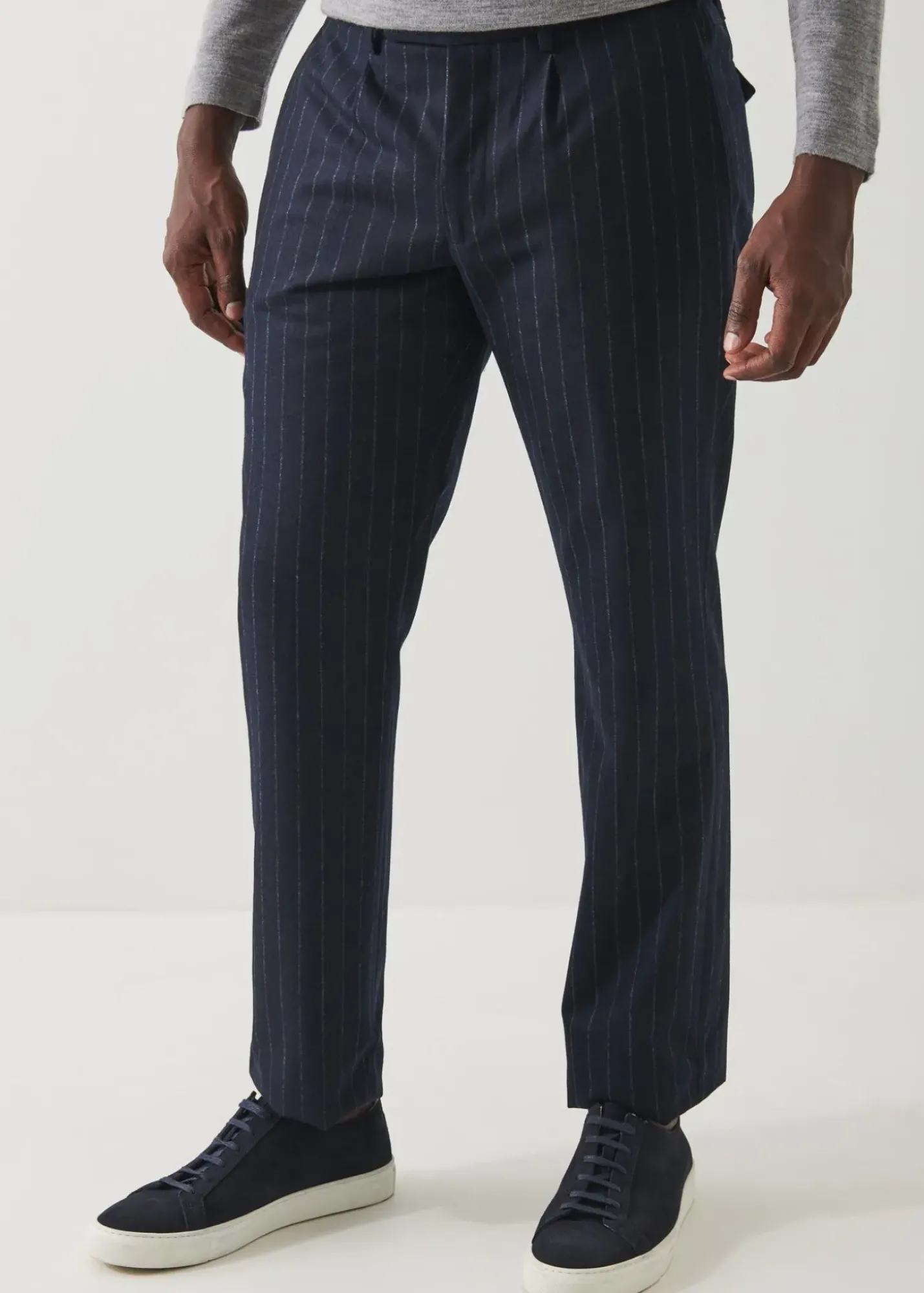 PATRICK ASSARAF Chalk Stripe Wool Drawstring Pant|Men Bottoms