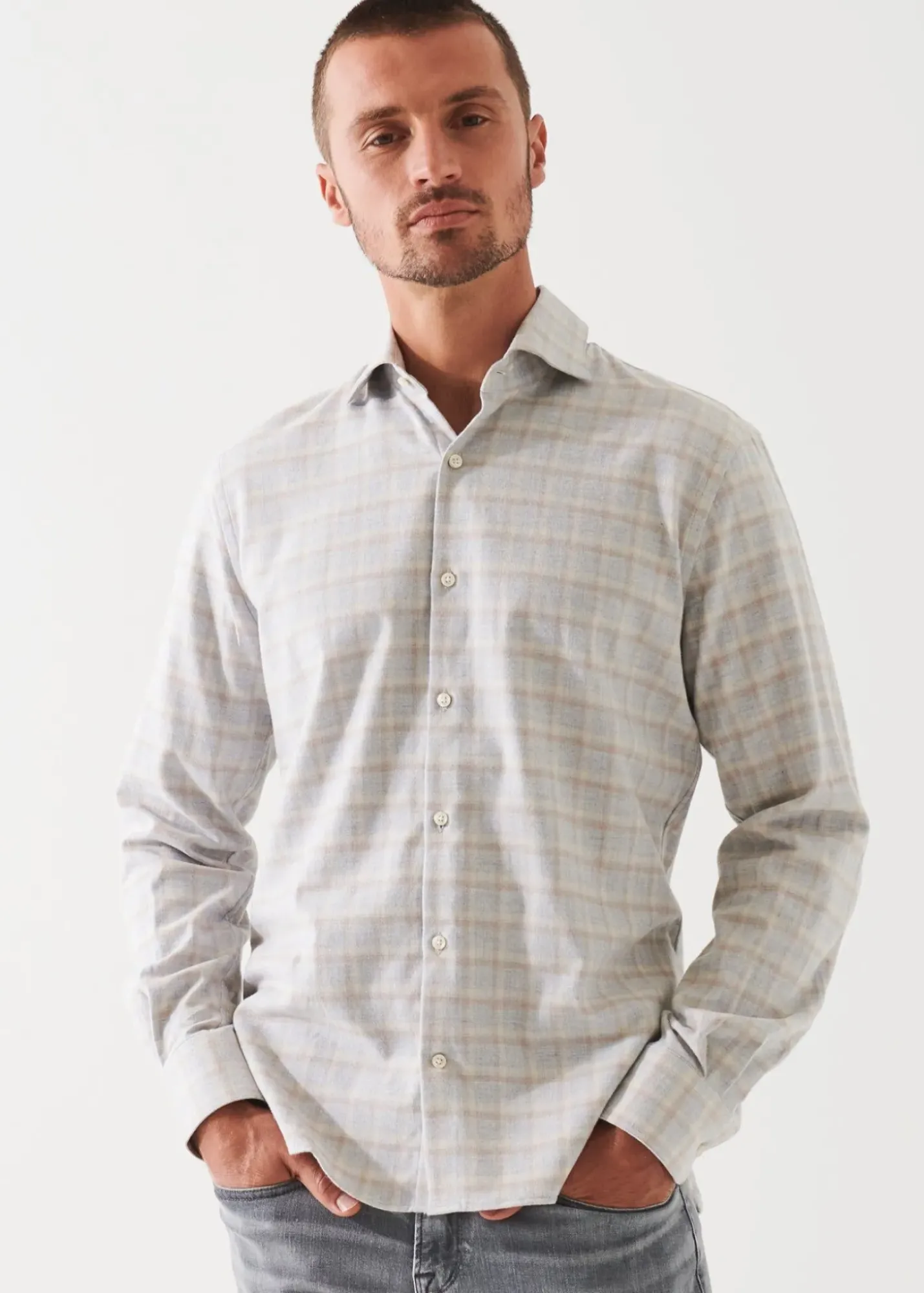 PATRICK ASSARAF Checked Flannel Cotton Shirt|Men Shirts