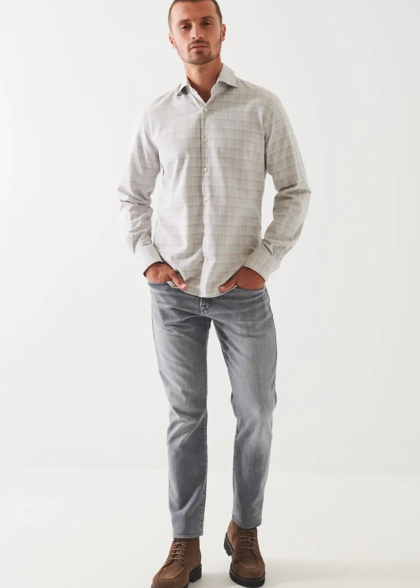 PATRICK ASSARAF Checked Flannel Cotton Shirt|Men Shirts