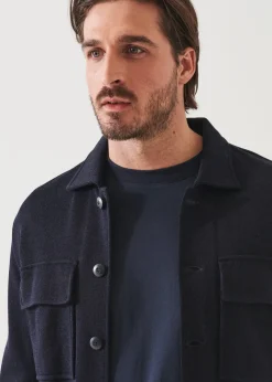 PATRICK ASSARAF Cotton Blend Knit Shirt Jacket|Men Outerwear