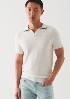 PATRICK ASSARAF Cotton Blend Open Polo|Men Knitwear
