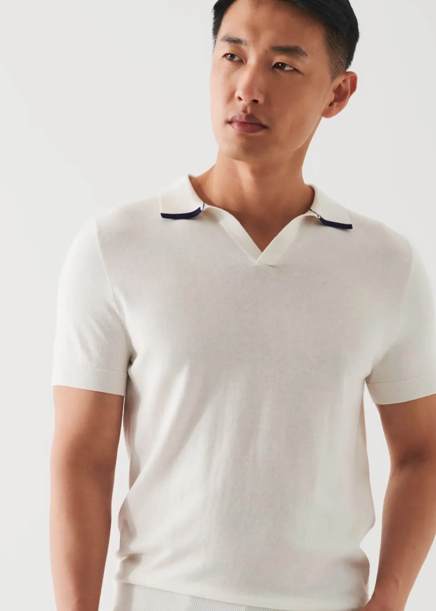 PATRICK ASSARAF Cotton Blend Open Polo|Men Knitwear