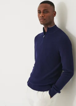 PATRICK ASSARAF Cotton Blend Quarter Zip|Men Knitwear
