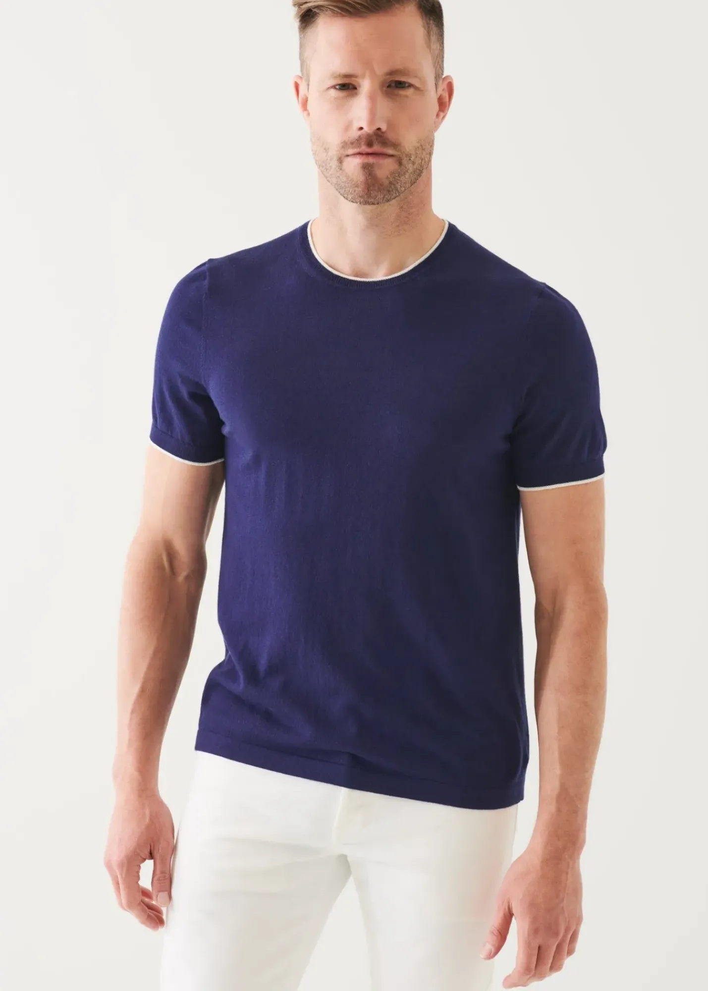 PATRICK ASSARAF Cotton Blend Short Sleeve Crewneck|Men Knitwear
