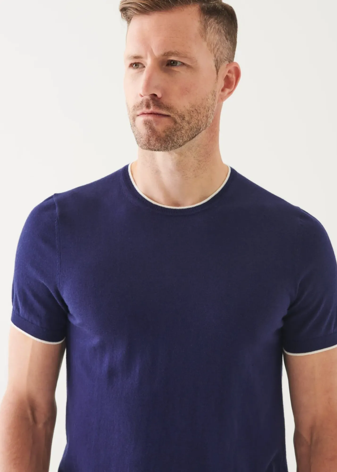 PATRICK ASSARAF Cotton Blend Short Sleeve Crewneck|Men Knitwear